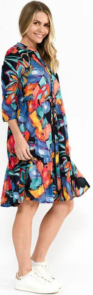 One Summer Vivian Painted Tropical Dress